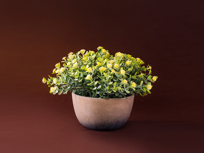 Artificial Yellow Flowers In Paper Pot
